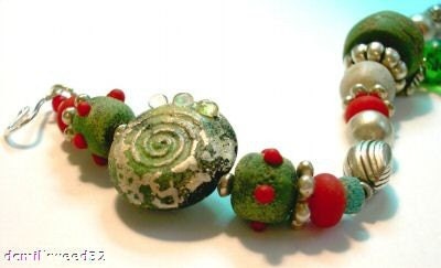 Celtic Circles Lampwork, Sterling, Hebron Bracelet