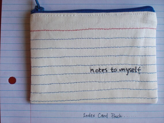 Index Card Pouch - notes to myself