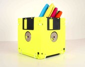 Floppy Disk Pen and Pencil Holder (Fluorescent Yellow)