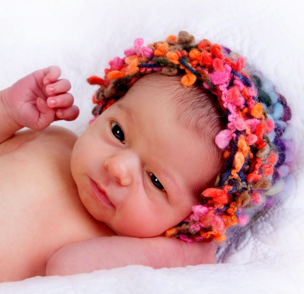 ENGLiSH GaRDeN CLoCHE Newborn Girl Baby Hat PHoTo PRoP Nubbly Brim Wool CaP Mauve Aqua Pink KNiT to ORDeR ToQue Pick Colors SHeRpa Beanie