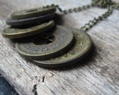 REDUCED-- penny arcade-- antique amusement token necklace