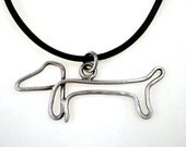 Weiner Dog / Dachshund / Sausage Dog Sterling Silver Pendant Necklace