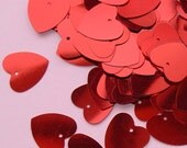 metallic red heart sequins
