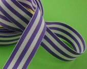 grosgrain ribbon /  purple and white stripe . 7/8 inches x 5 yards