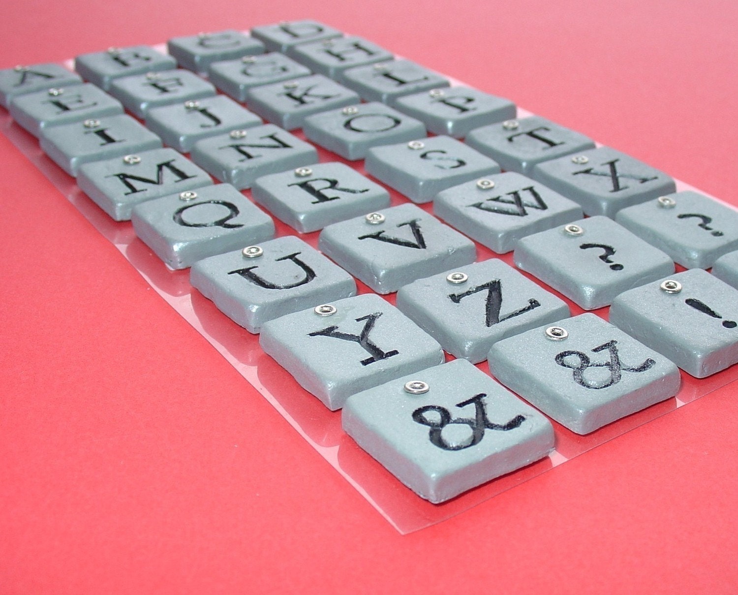 silvery block alphabet stickers / stone texture . LAST in stock