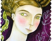 Original Victorian girl painting, "The Blushing Mulberry"