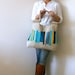 teal stripes basic tote