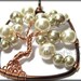 Bubble Tree - Square Tree of Life Pendant in Brown and Copper Wire Wrapped With Glass Pearls