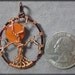 Harvest Moon - Full Moon Tree of Life Pendant with Orange Shell Bead in Copper and Brown Wire Dainty Small Halloween