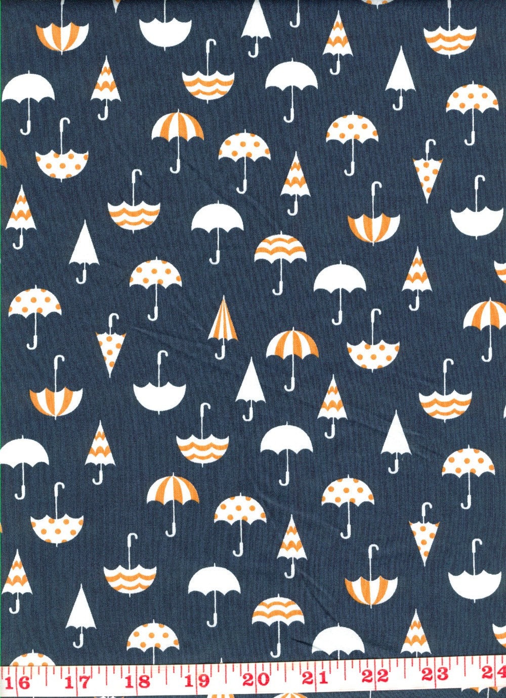 Japanese Fabric - Deco Umbrellas on Blue - Half Yard