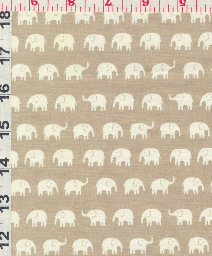 Japanese Cotton Fabric: White Elephants on Grey - Kawaii  FQ