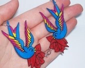 swallows and red roses necklace