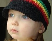 6 to 12 Months Visor Beanie - black, green, yellow, red