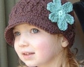 Children's Daisy Visor Beanie - chocolate, mint, seaspray