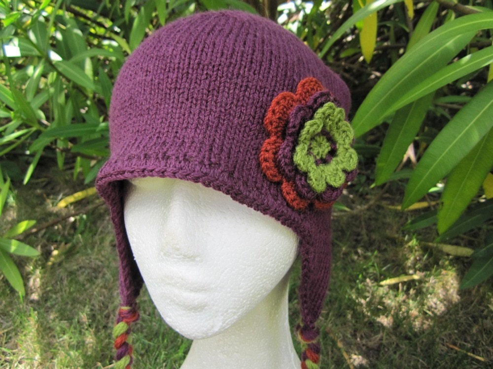 Aviator Hat with flower - made to order