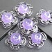 Lilac Purple and Black Swirl Lampwork Glass Flower Beads