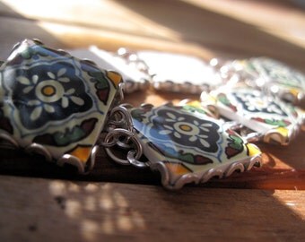 Mexican tile bracelet, Mexican Wedding, Southwestern Folk art, MTO, costume jewelry, Mexican jewelry,Talavera design