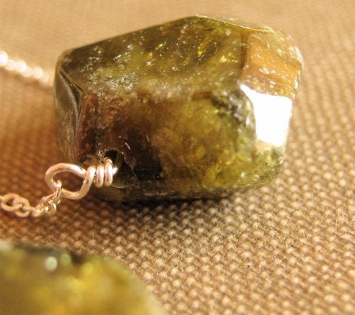 Green Garnet on Sterling Silver Chain