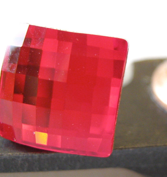 Red Swarovski Square Chessboard Post Earrings on Sterling Silver