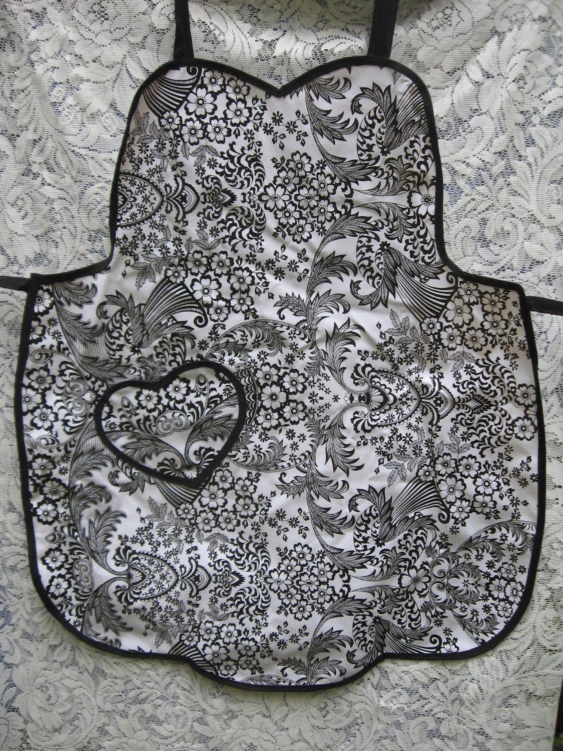 Black and White Oil Cloth Apron