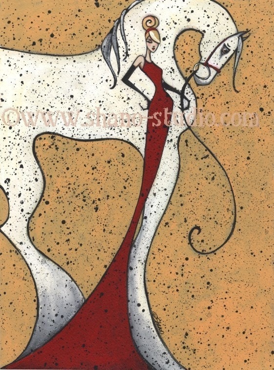 Warmbloods Horse and Woman Print by Shano