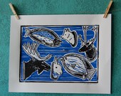 ALASKA, MOUNTED - linocut print