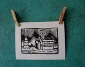 FRONTIER - linocut print