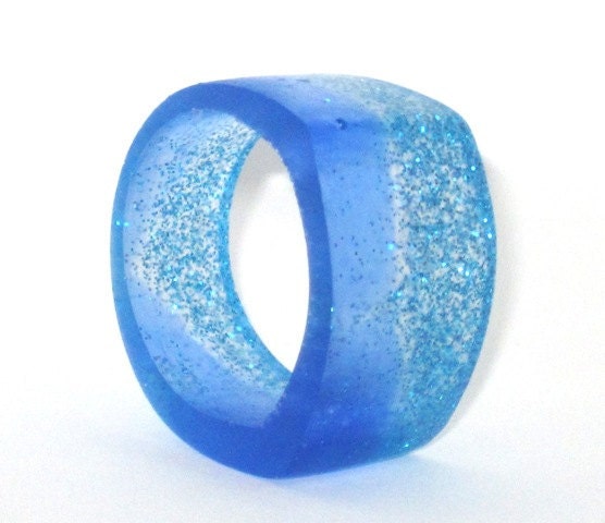 Handcrafted resin ring - waving, not drowning