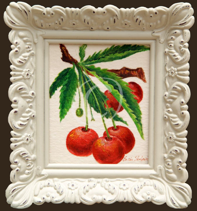 Reserved for Violeta W. - Red Cherries Still Life Painting