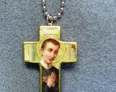 Saint Gerard Majella Handmade Wood Catholic Crucifix Necklace Confirmation Gift