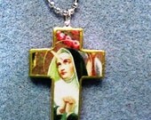 St. Rita of Cascia Handmade Wood Catholic Crucifix Necklace RC1 Impossible Causes