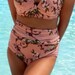 Retro look high waisted  bikini that pulls up or down The diva Kini will be a bikini for you or a one piece suit Vintage floral print