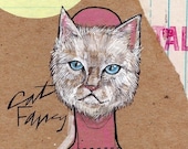 Cat Mask aka: Cat Fancy kitten persian cat pet animal mask anthropomorphic full color drawing art print