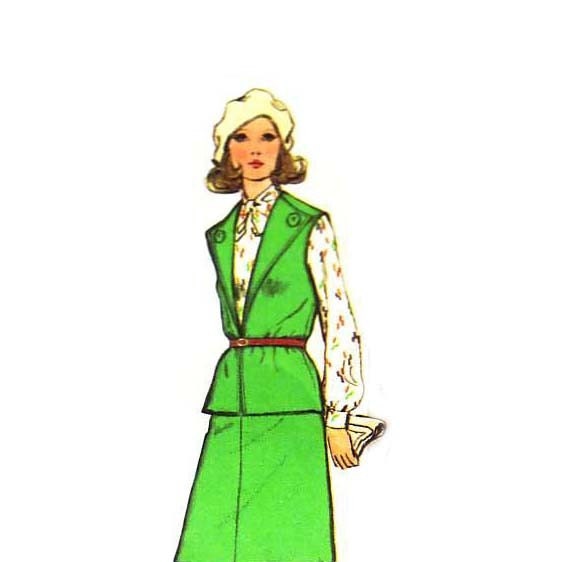 70s Mod Skirt Suit vintage pattern 38-30-40 uncut large