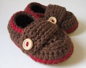 Crochet Baby Booties Little Button Loafers You Choose Size and Colors