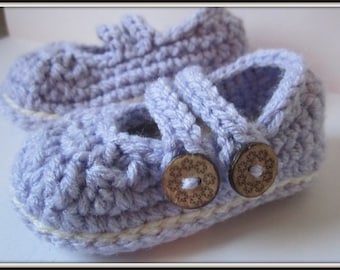 Crochet baby booties Mary Janes in orchid and ivory You choose size and color