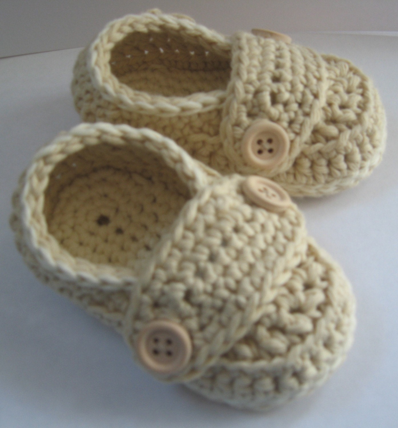 Crochet Baby Booties Organic Cotton Little Button Loafers - U PICK SIZE and colors