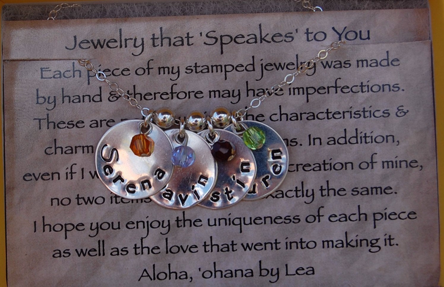 STERLING Stamped Mother's or Grandmother's Necklace with Birthstones and Spacer Beads