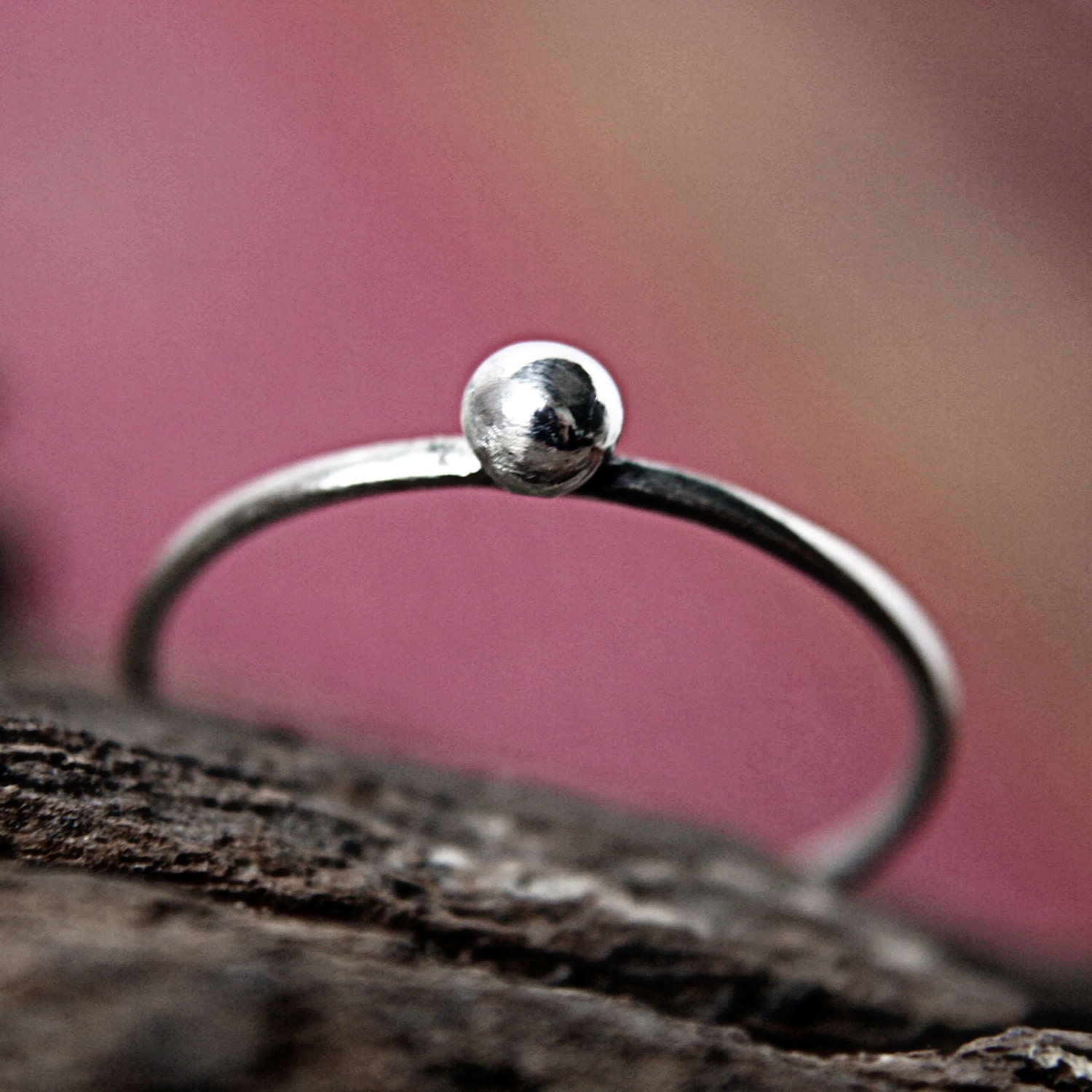 Tiny Ball Ring - Pebble Ring in Sterling Silver - Made to Order