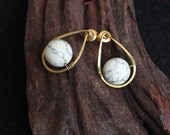 Howlite Tear Drop Ear Studs