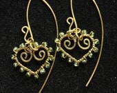 Heart Sand Earrings - Peridot