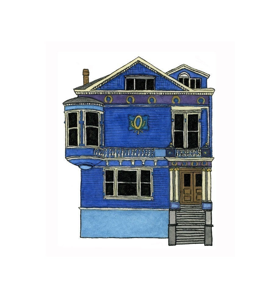 Blue House On Scott St., San Francisco - Postcard