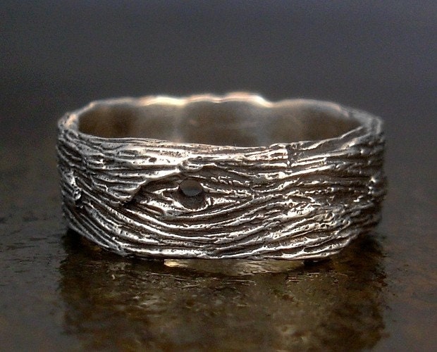 Sterling Silver Men's Ring - Driftwood Texture - Size 12 to Size 14