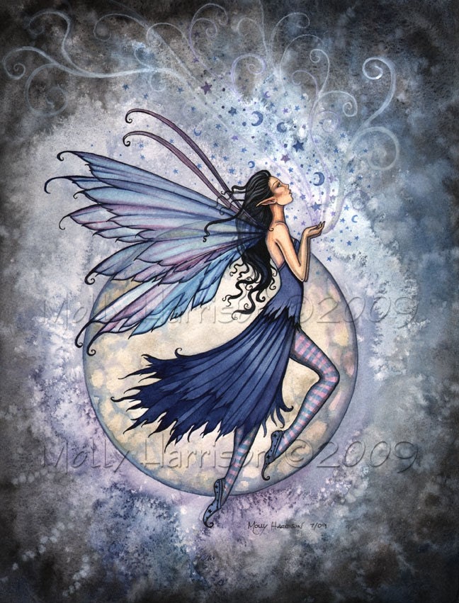 Fairy Fine Art Fantasy Print by Molly Harrison 8 x 10 'Midnight Blue'