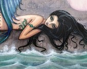 Tiny Island Mermaid Fine Art Print by Molly Harrison 12 x 16