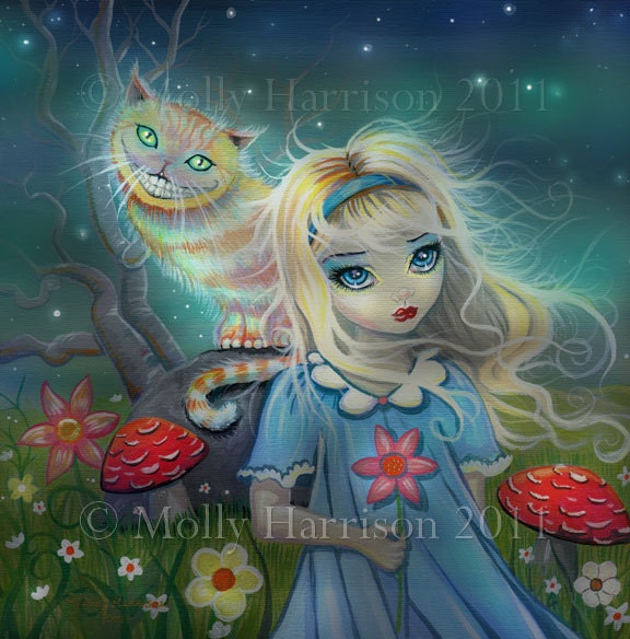 Alice in Wonderland Giclee Print Fairytale Art by Molly Harrison 12 x 12