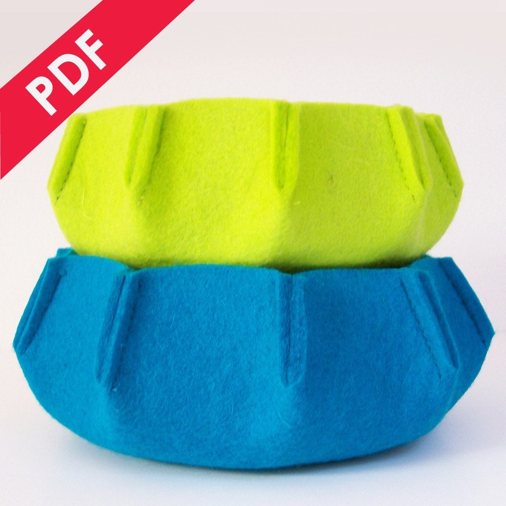 Sewing Pattern PDF - URCHIN 3mm Wool Felt Nesting Bowl Set