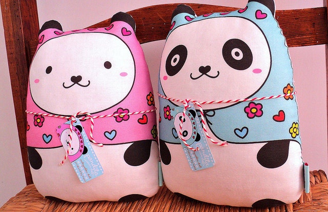 friendly "Panditas" (set of 2) matryoshka doll/pillow/plush/softie/decor)--MADE TO ORDER