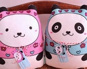 friendly "Panditas" (set of 2) matryoshka doll/pillow/plush/softie/decor)--MADE TO ORDER