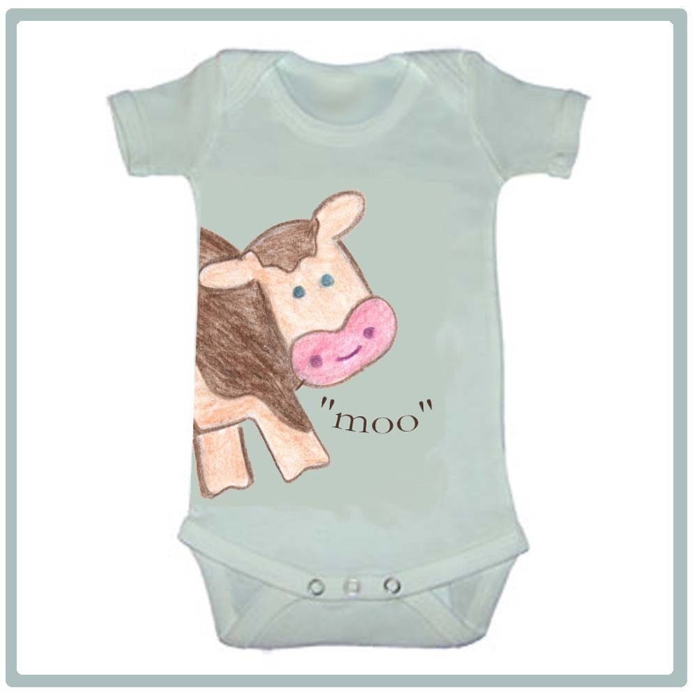 LARGE MOO COW - Adorable Baby Bodysuit or Toddler Tee - Available in sizes newborn to 6T